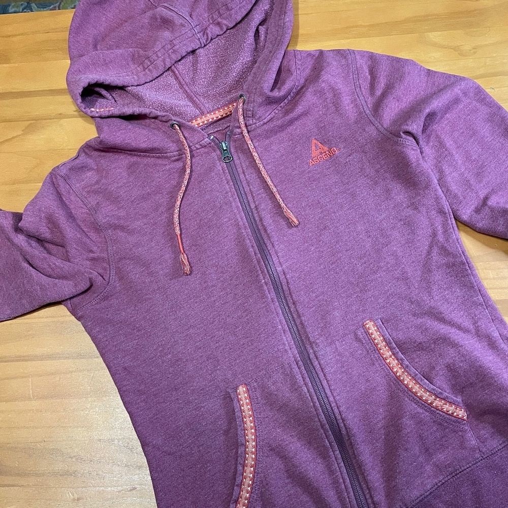 Ascend pink heather full zip hoodie women's size S